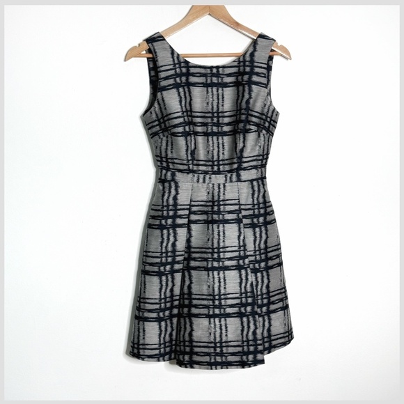 Reiss Peron Dress Fit And Flare Cocktail Mini Dress Sleeveless Pockets Navy Grey - Picture 2 of 16